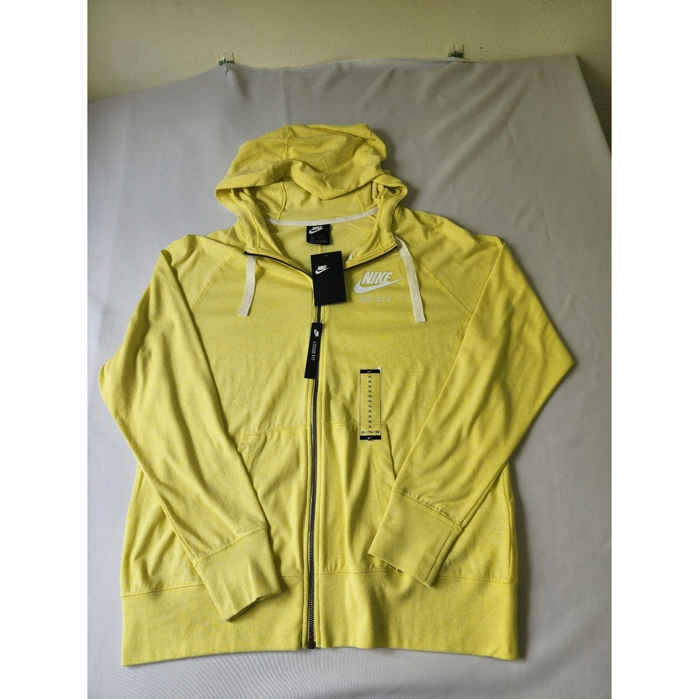 Nike Sportswear Gym Vintage Full Zip Hoodie Yellow Heather CJ1694-785 XL NEW